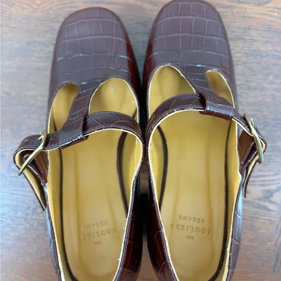 Sezane Monique High Mary Janes Brown Croco - Size 40 - Picture 8 of 10